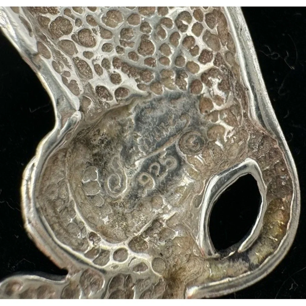 Vintage Jezlaine 925 Sterling Silver Cat on Birdcage Brooch Bird Swings Signed